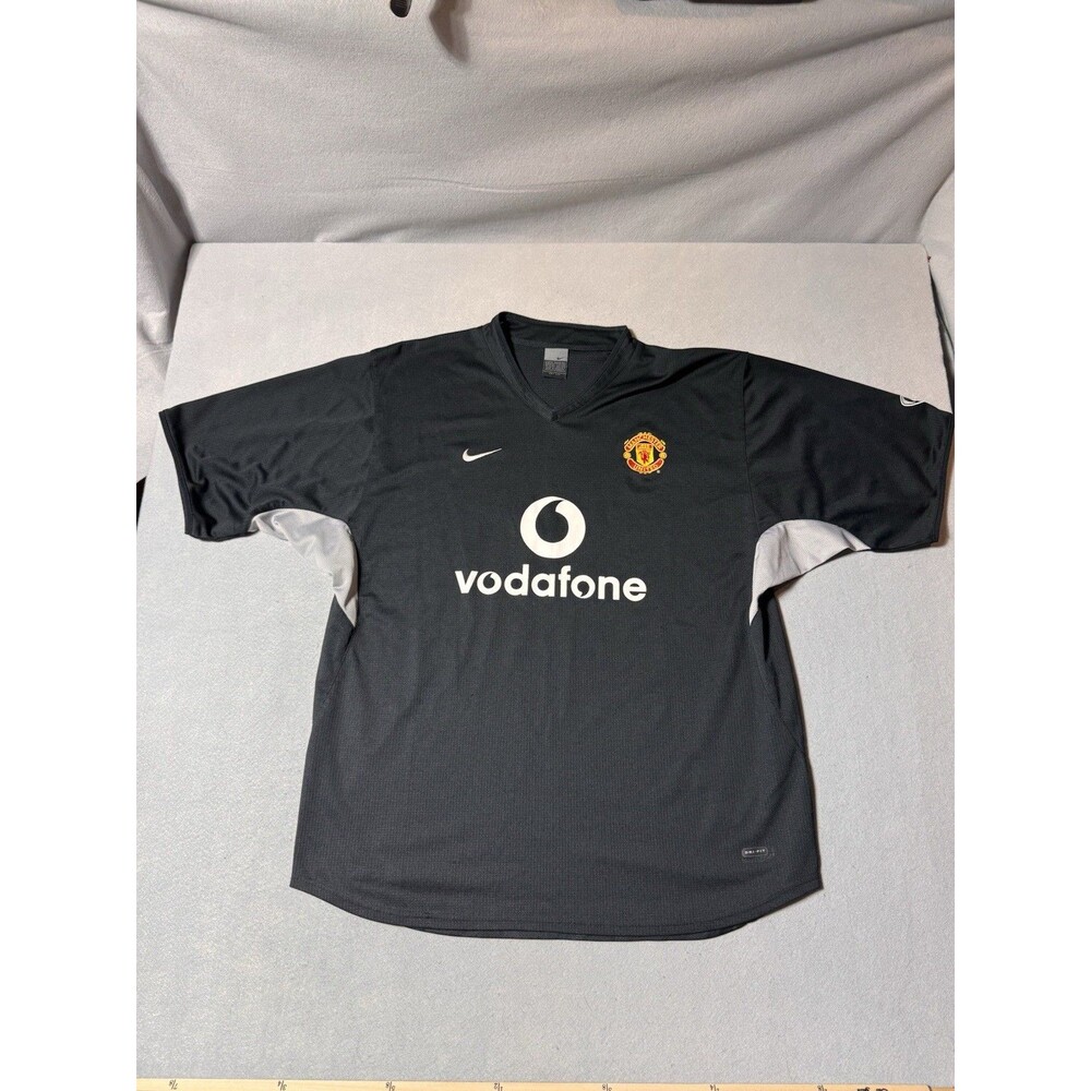 Nike Manchester United 2003-2005 Away Jersey Vodafone Black Mens XL Soccer Kit